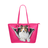 Shetland Sheepdog Leather Tote Bag