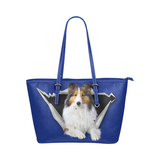 Shetland Sheepdog Leather Tote Bag