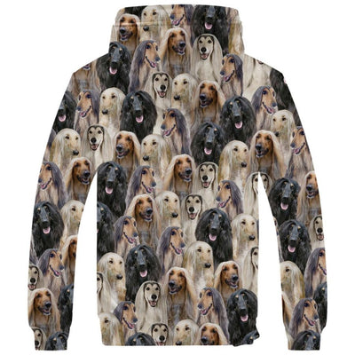 Afghan Hound Full Face Fleece Hoodie