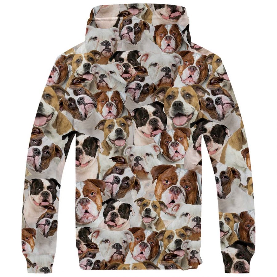 American Bulldog Full Face Fleece Hoodie