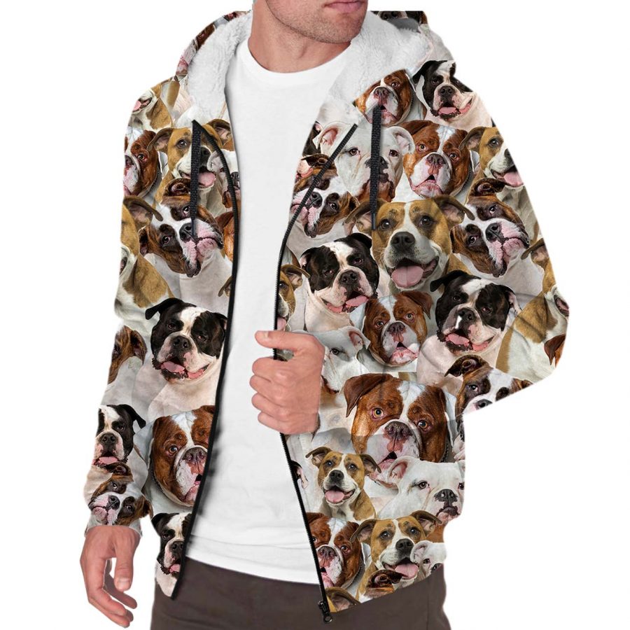 American Bulldog Full Face Fleece Hoodie