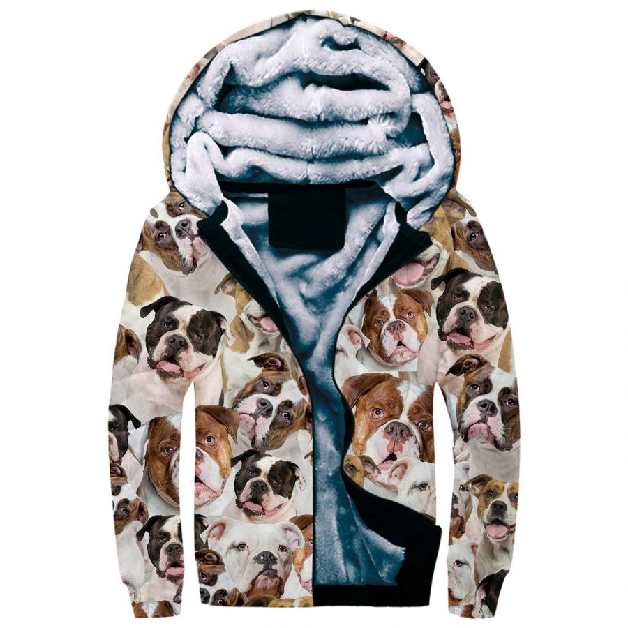 American Bulldog Full Face Fleece Hoodie