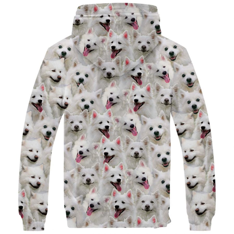 American Eskimo Dog Full Face Fleece Hoodie