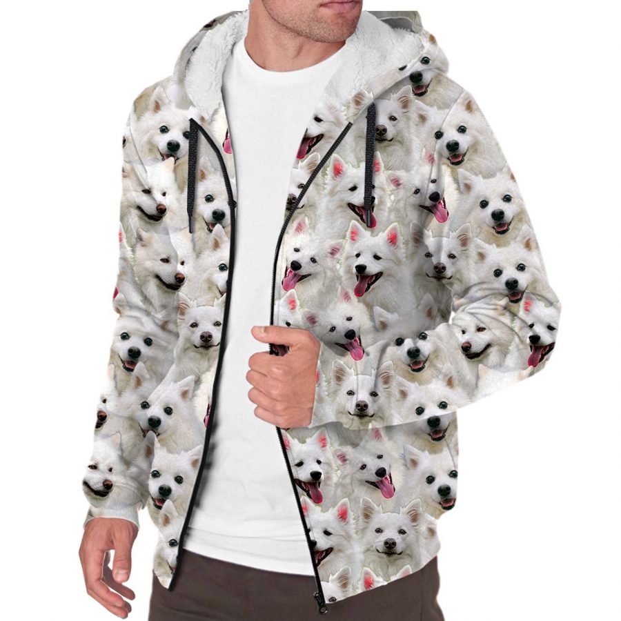 American Eskimo Dog Full Face Fleece Hoodie