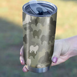 American Eskimo Dog Camo Tumbler Cup