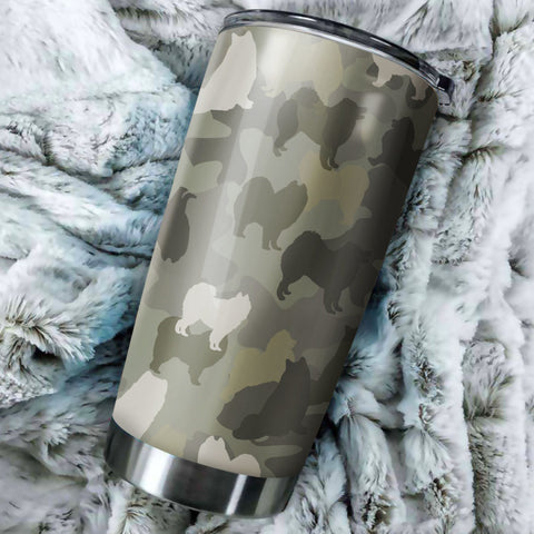 American Eskimo Dog Camo Tumbler Cup