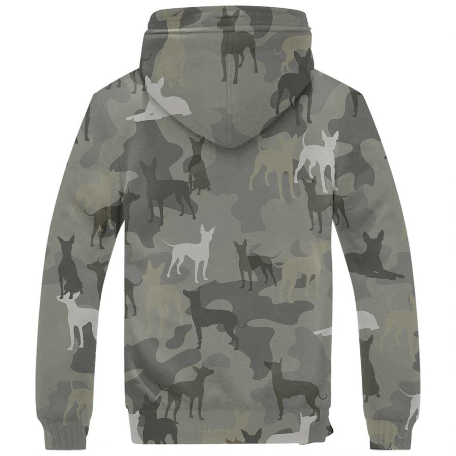 American Hairless Terrier Camo Fleece Hoodie