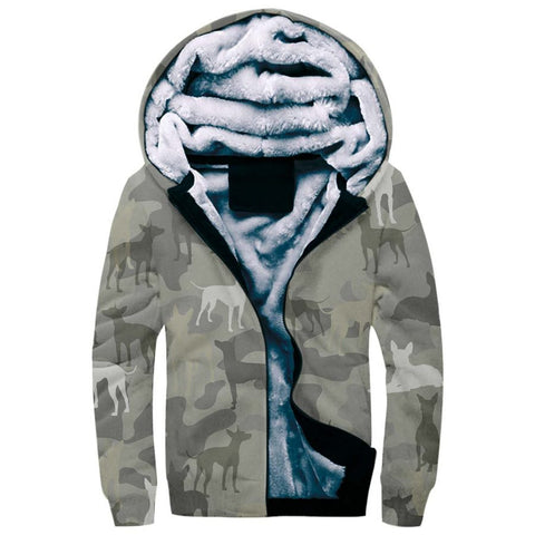 American Hairless Terrier Camo Fleece Hoodie