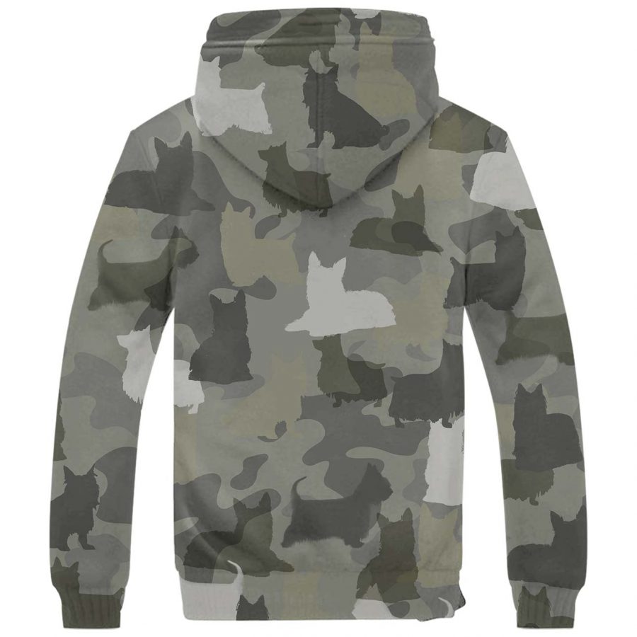 Australian Silky Terrier Camo Fleece Hoodie