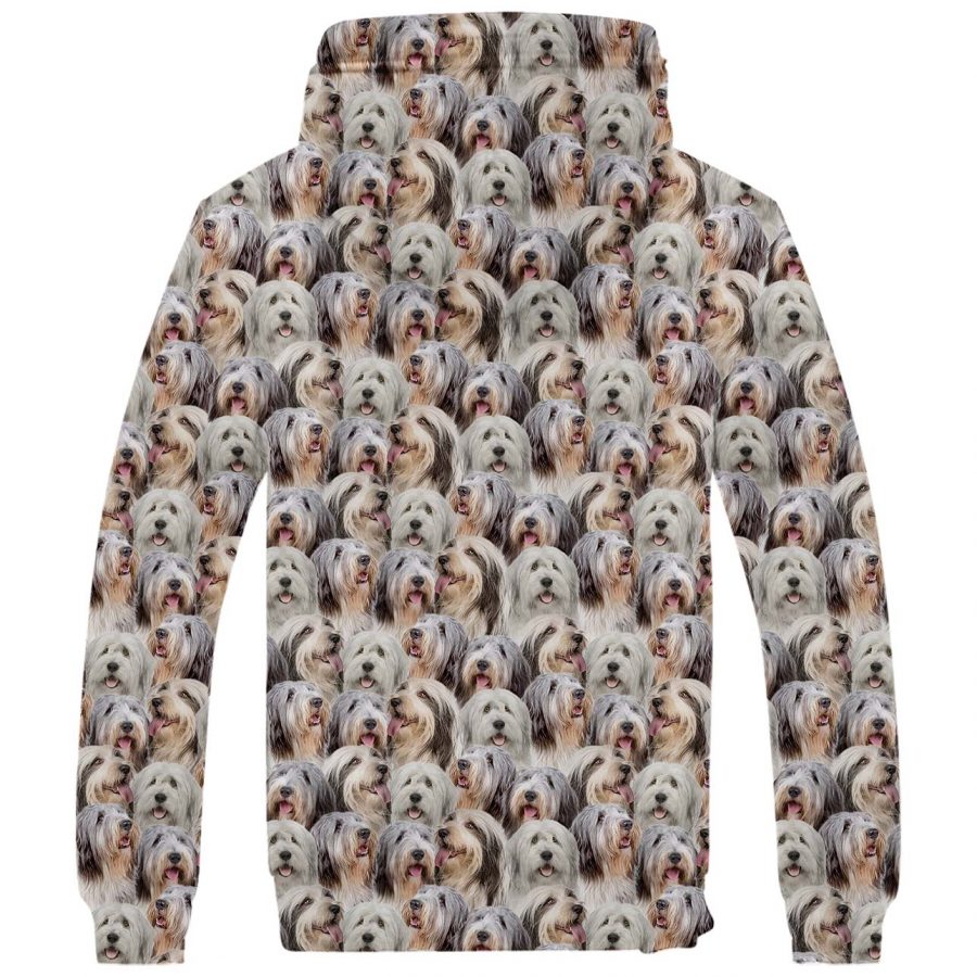 Bearded Collie Full Face Fleece Hoodie