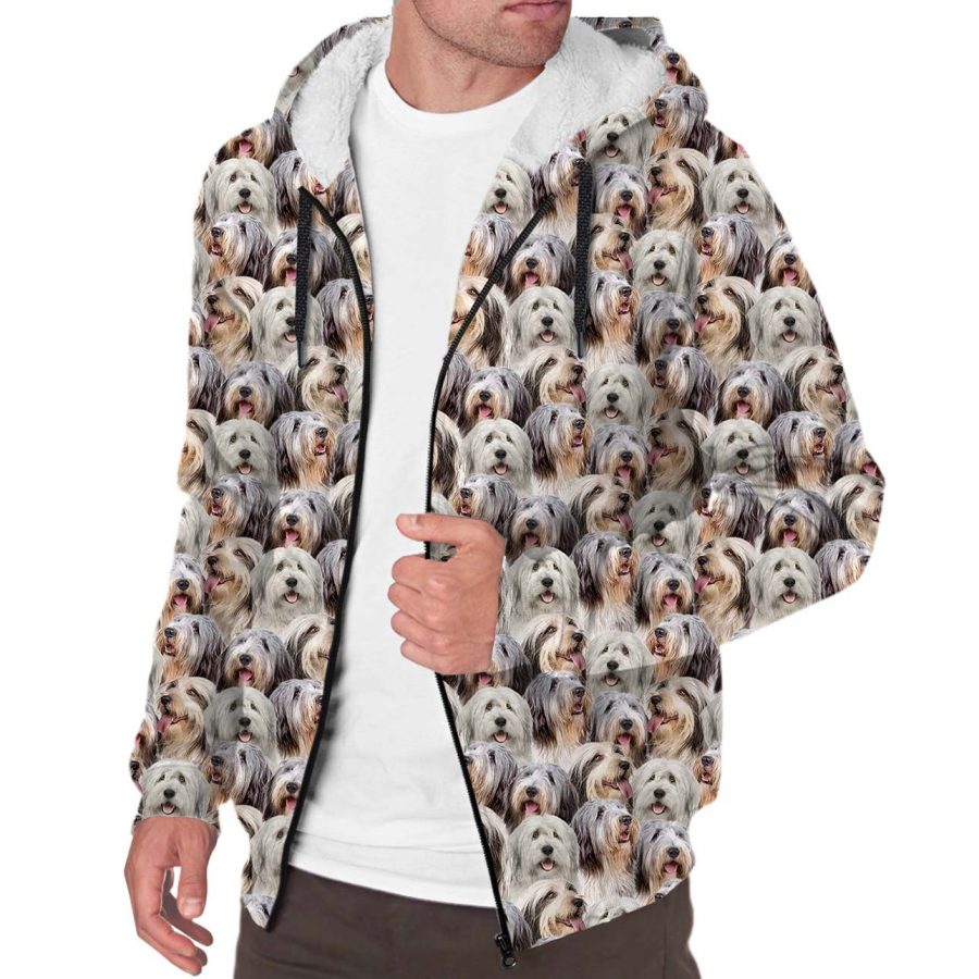 Bearded Collie Full Face Fleece Hoodie