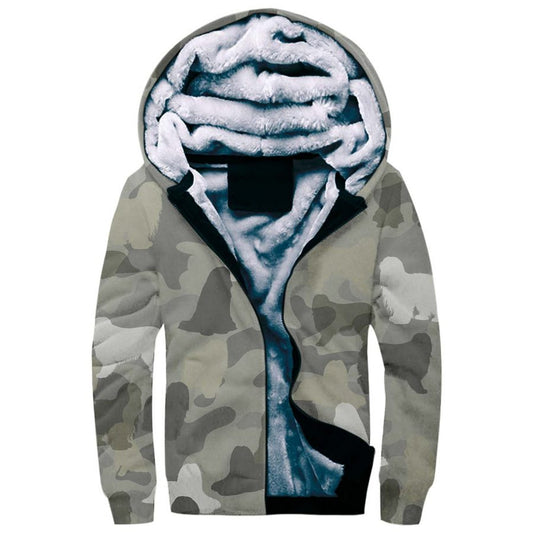 Bearded Collie Camo Fleece Hoodie