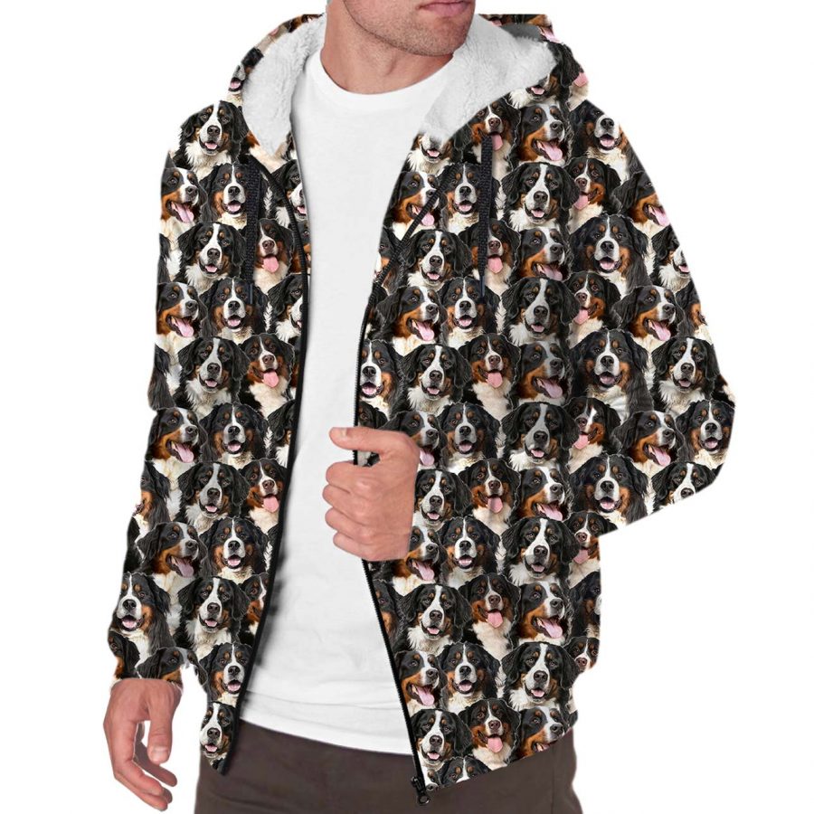 Bernese Mountain Dog Full Face Fleece Hoodie