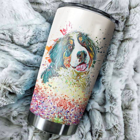 Bernese Mountain Dog Art Color Tumbler Cup