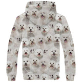 Bichon Frise Full Face Fleece Hoodie