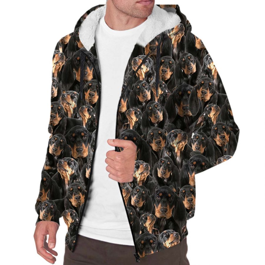 Black and Tan Coonhound Full Face Fleece Hoodie