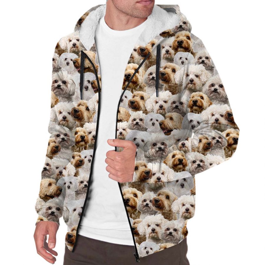 Bolognese Dog Full Face Fleece Hoodie