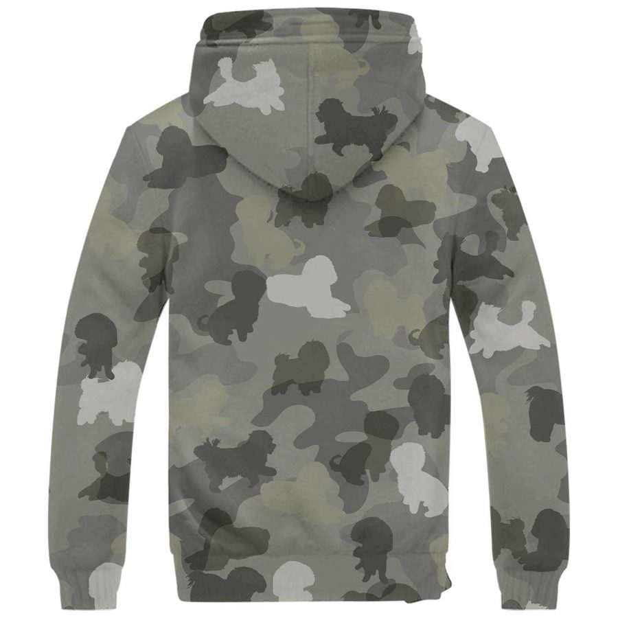 Bolognese dog Camo Fleece Hoodie