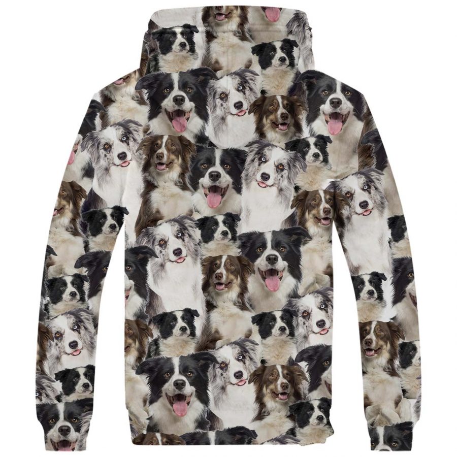 Border Collie Full Face Fleece Hoodie