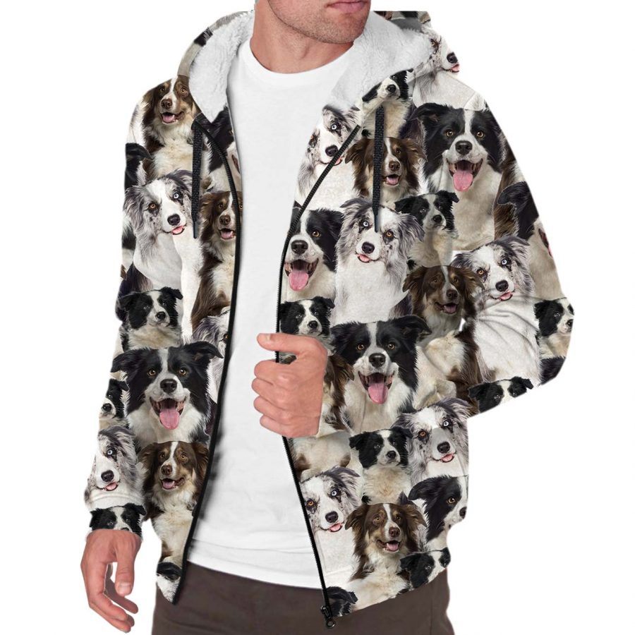 Border Collie Full Face Fleece Hoodie