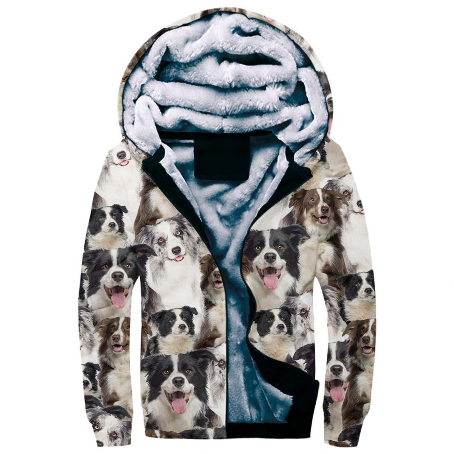 Border Collie Full Face Fleece Hoodie