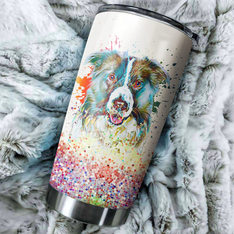 Border Collie Art Color Tumbler Cup