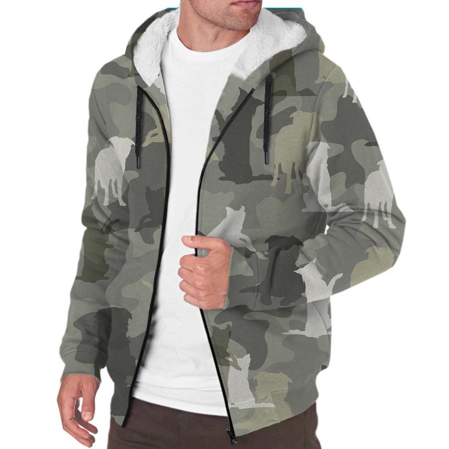 Border Collie Camo Fleece Hoodie