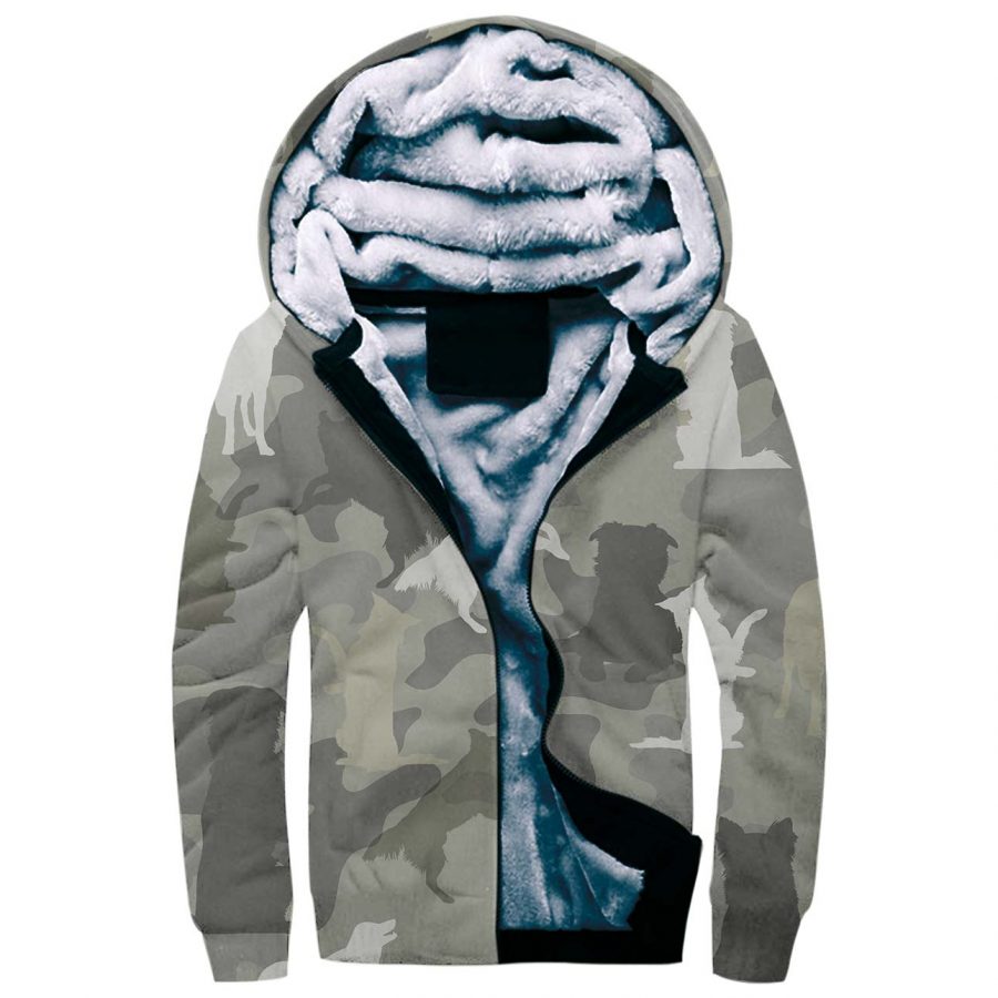 Border Collie Camo Fleece Hoodie