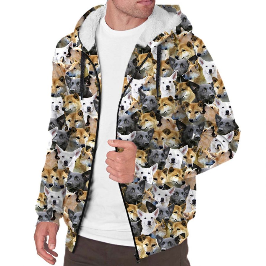 Canaan Dog Full Face Fleece Hoodie