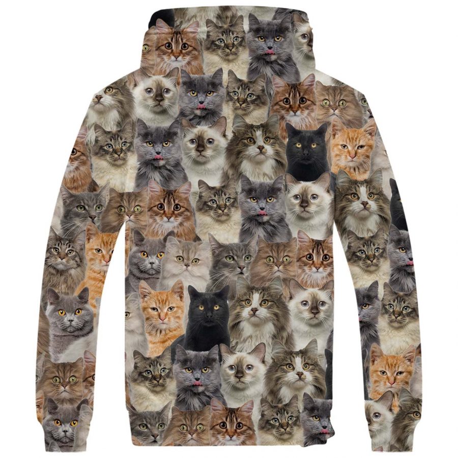 Cat Full Face Fleece Hoodie