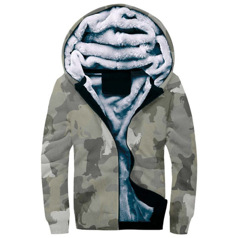 Chinese Crested Dog Camo Fleece Hoodie