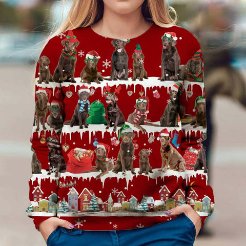 Chocolate Labrador Retriever - Snow Christmas - Premium Sweater