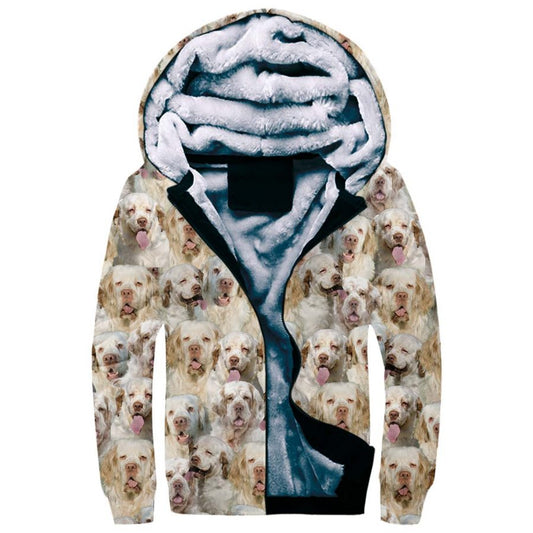 Clumber Spaniel Full Face Fleece Hoodie