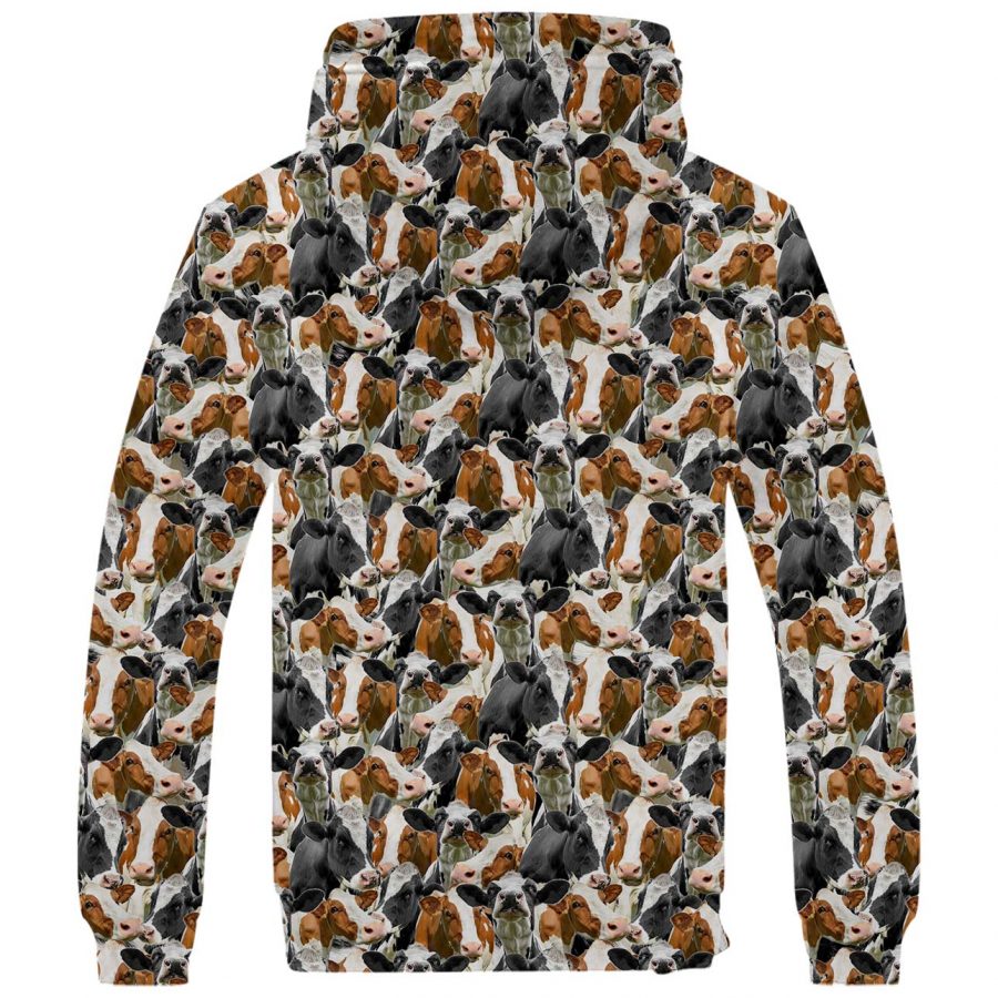 Cow Full Face Fleece Hoodie