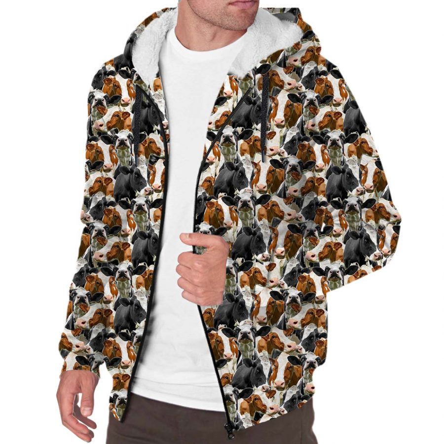 Cow Full Face Fleece Hoodie