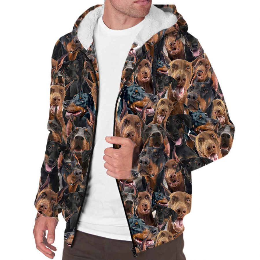 Doberman Pinscher Full Face Fleece Hoodie