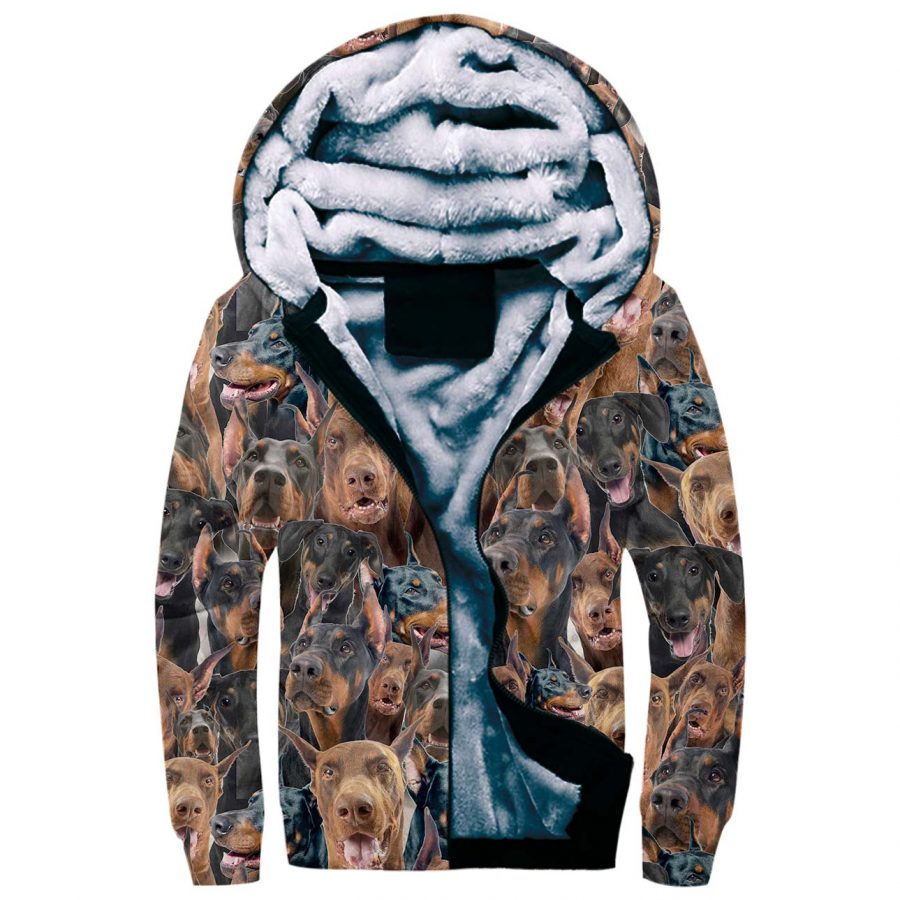 Doberman Pinscher Full Face Fleece Hoodie