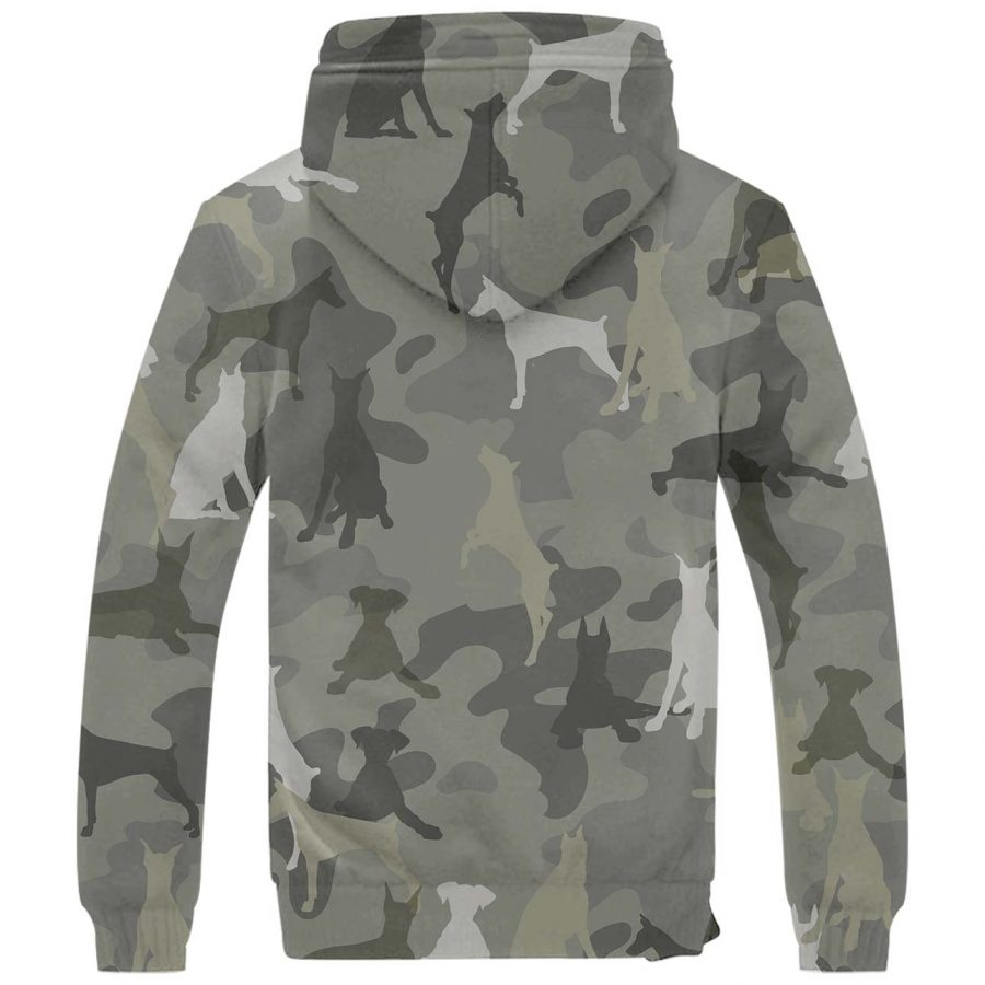 Doberman Pinscher Camo Fleece Hoodie