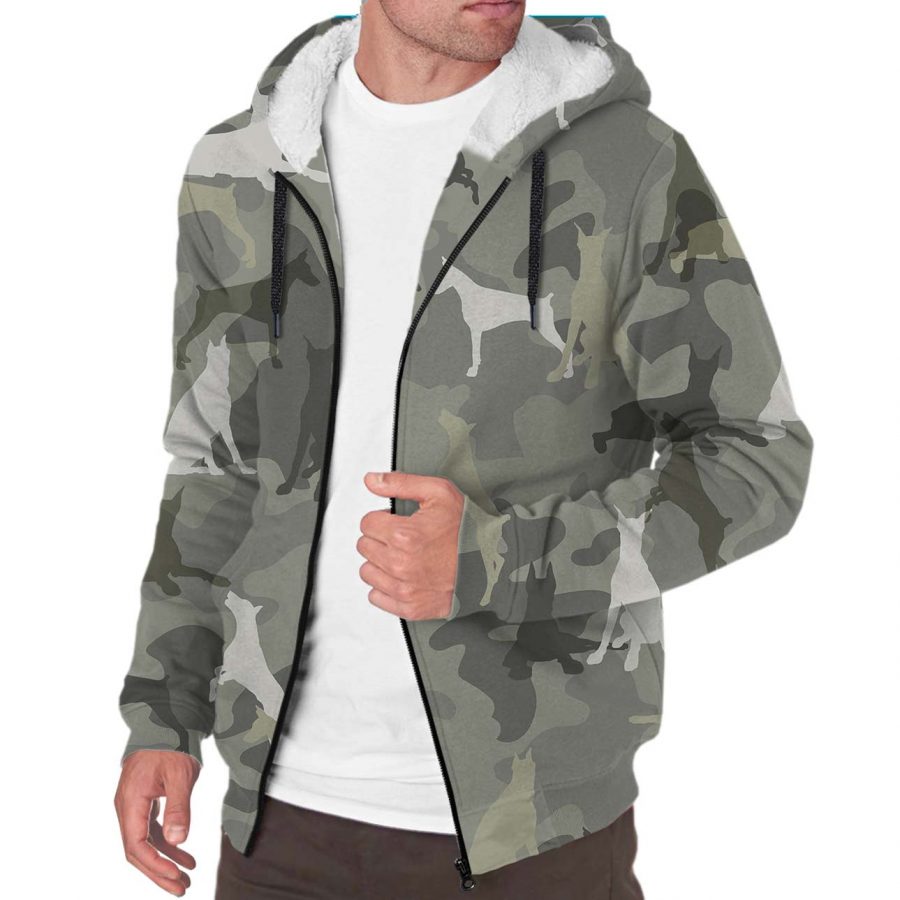 Doberman Pinscher Camo Fleece Hoodie