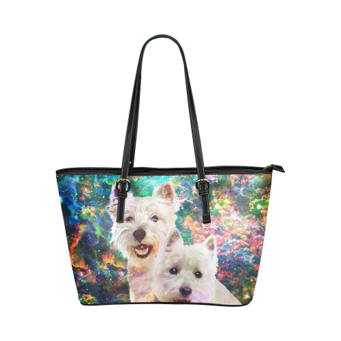 West Highland White Terrier Leather Tote Bag