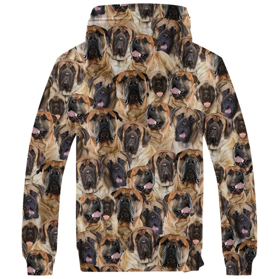 English Mastiff Full Face Fleece Hoodie