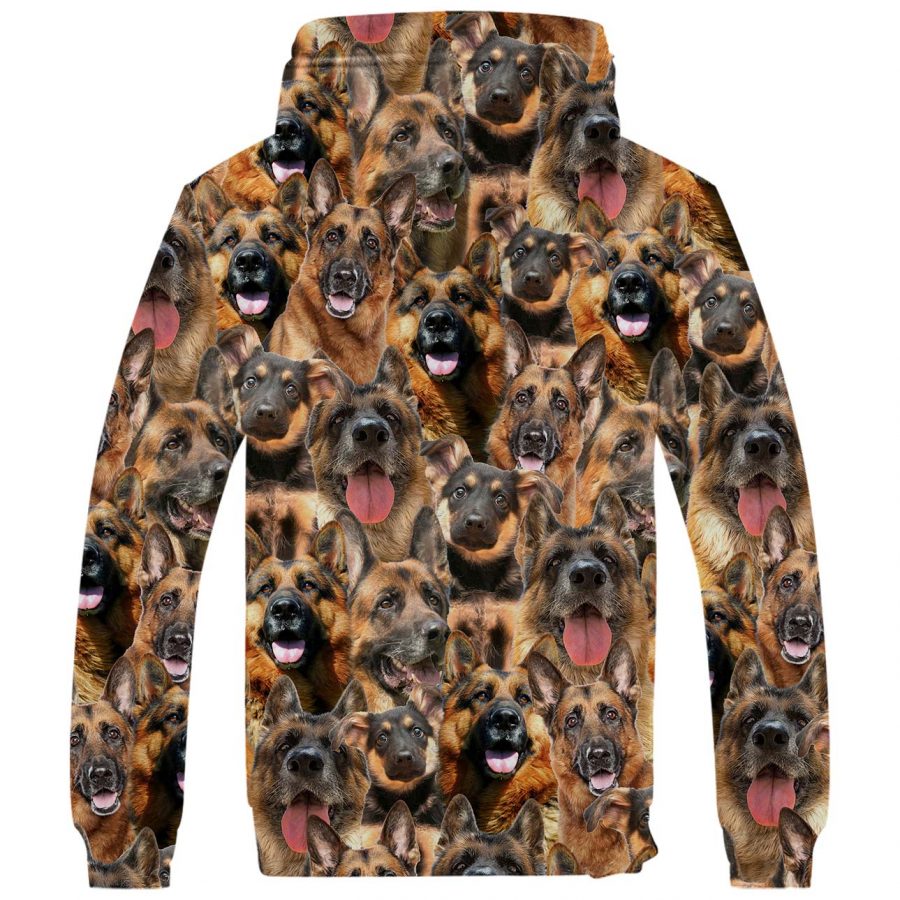 German Shepherd Full Face Fleece Hoodie