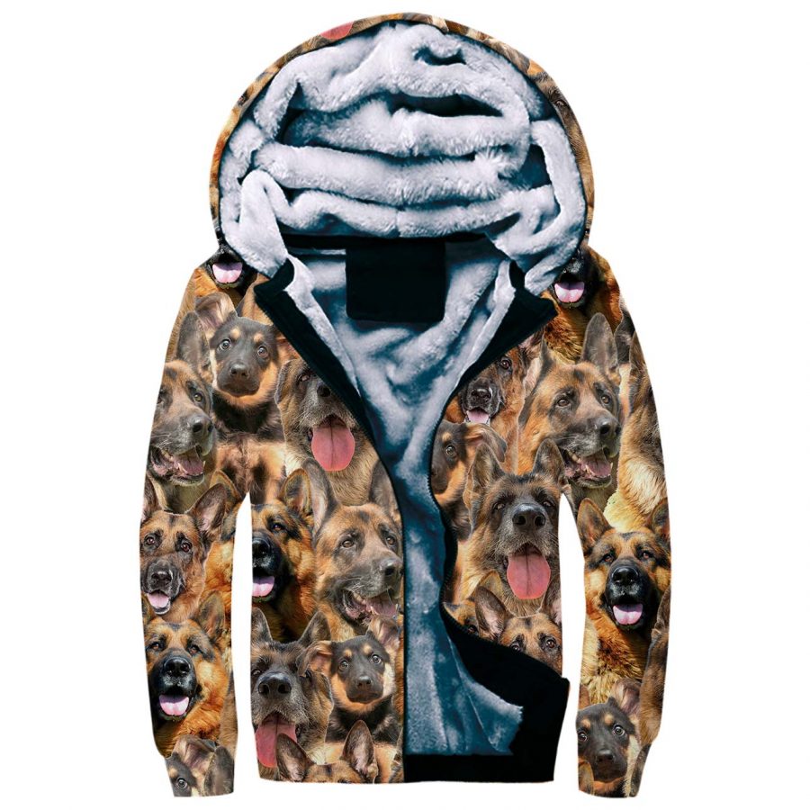 German Shepherd Full Face Fleece Hoodie