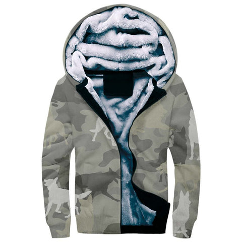 German Shepherd Camo Fleece Hoodie