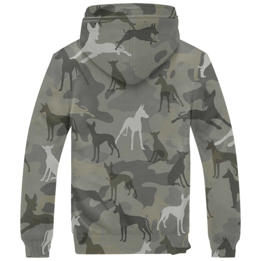 Ibizan Hound Camo Fleece Hoodie