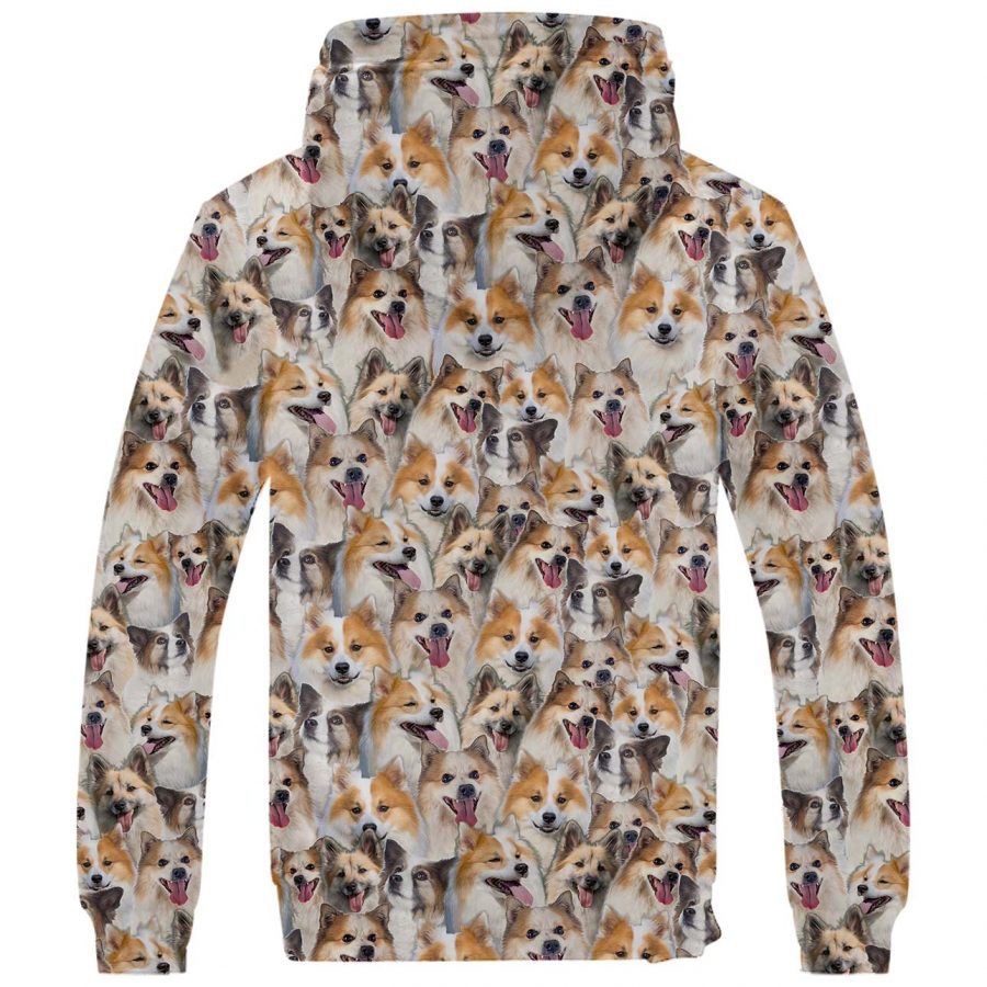 Icelandic Sheepdog Full Face Fleece Hoodie