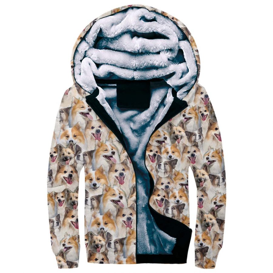 Icelandic Sheepdog Full Face Fleece Hoodie