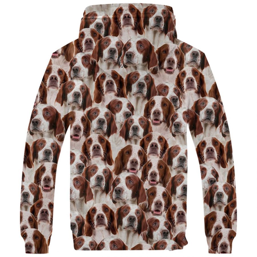 Irish Red and White Setter Full Face Fleece Hoodie