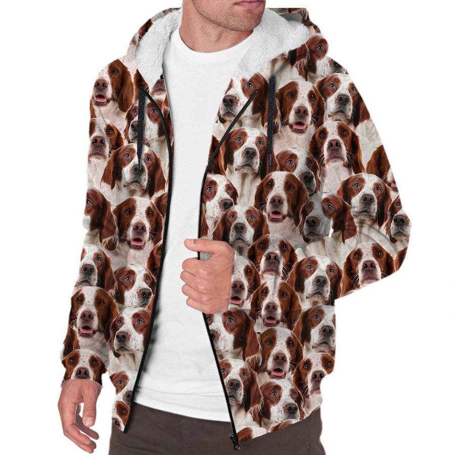 Irish Red and White Setter Full Face Fleece Hoodie