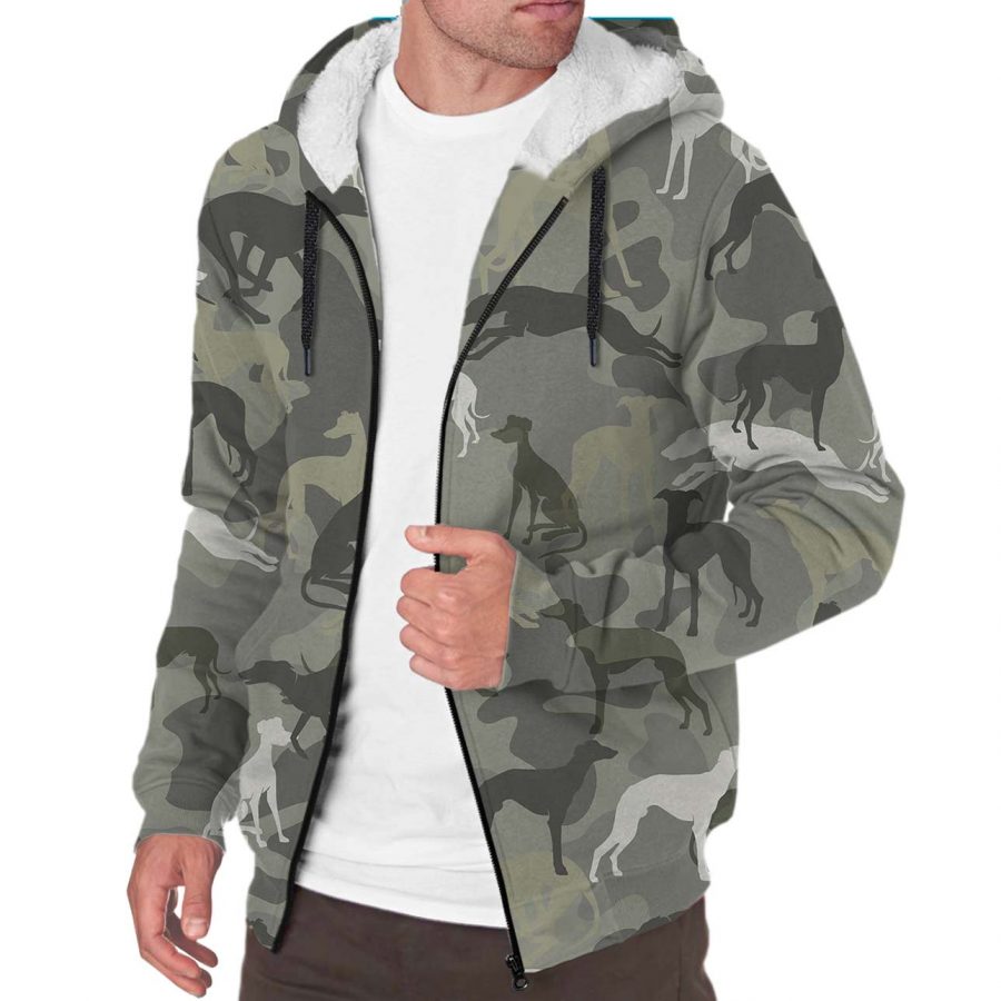 Italian Greyhound Camo Fleece Hoodie